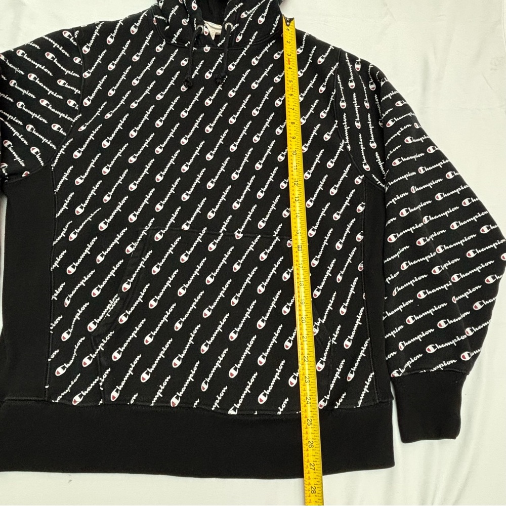 Champion Black Hoodie with White Logo Pattern - Picture 6 of 12